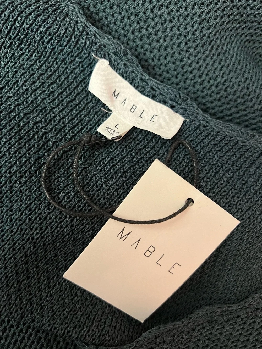 NWT Mable Green Faith Shoulder Ruffle Knit Dress Large